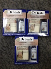 3 Boxes: Dr Teal's Coconut Oil Epsom Salt Soak & Foaming Bath Gift Set W1E