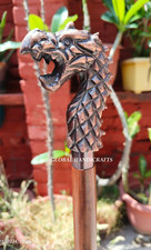 Nautical Antique Finish Dragon Head Handle Brown Wooden COSTUME Walking Stick