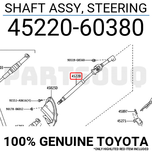 4522060380 Genuine Toyota SHAFT ASSY, STEERING 45220-60380 | eBay