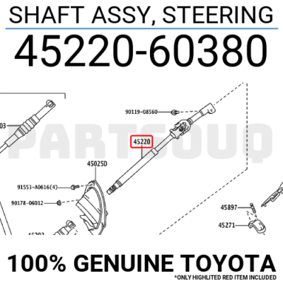 4522060380 Genuine Toyota SHAFT ASSY, STEERING 45220-60380 | eBay 