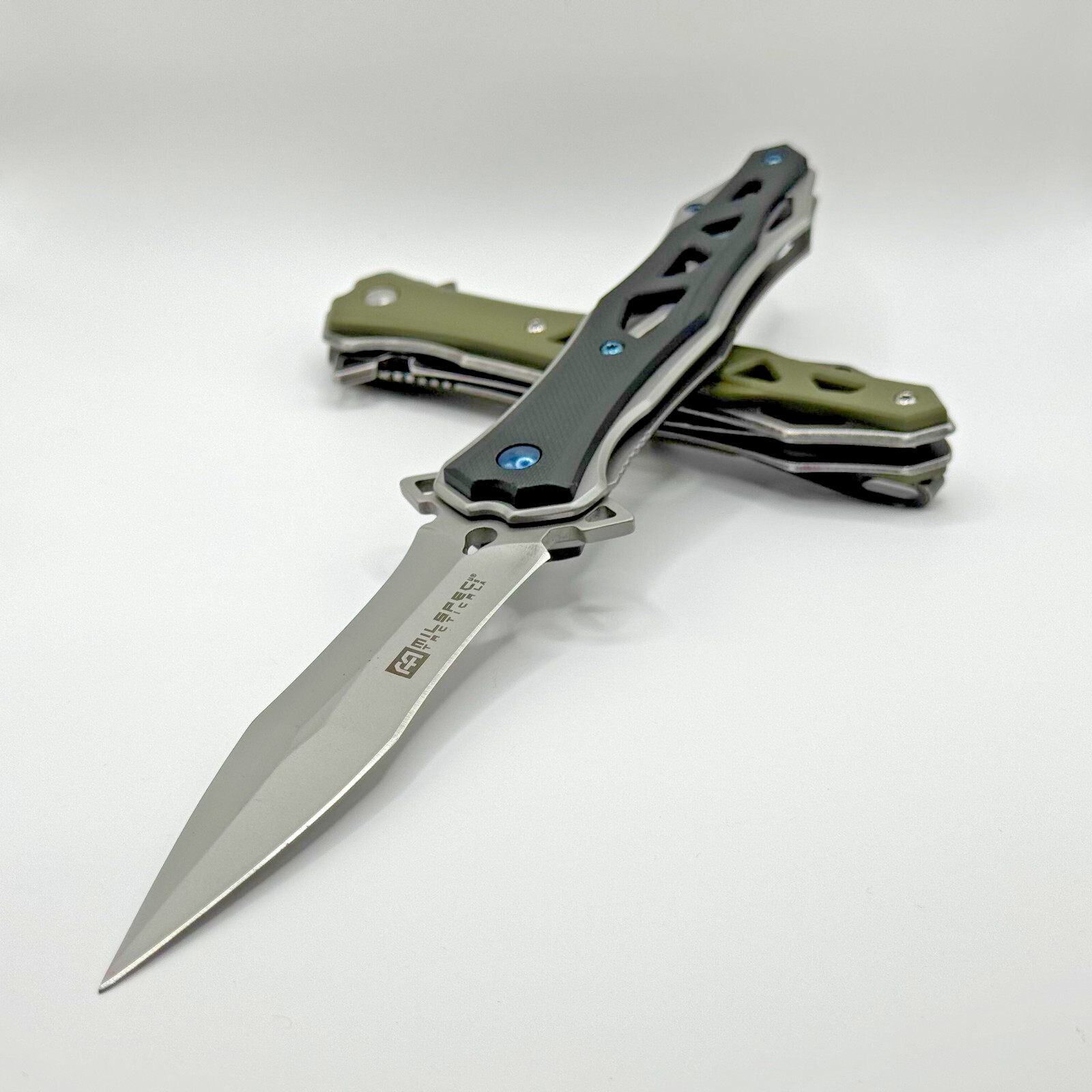 9" Spear Point Stiletto Dagger Flipper Folding EDC Spring Assisted Pocket Knife