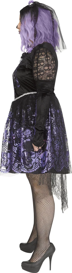 Dark Senorita Skeleton ADULT Womens Costume NEW Day of Dead Dress Headband PLUS - Image 3 of 4