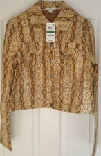 Bar Iii Snakeskin-print Trucker Jacket Yellow Small