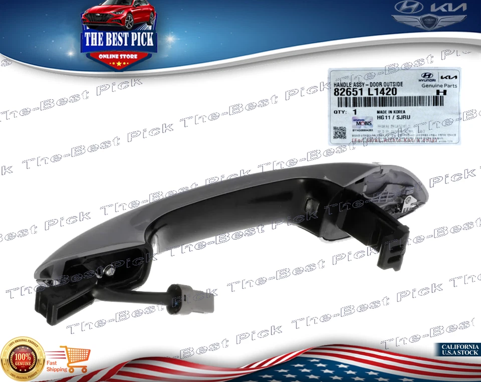 GENUINA⭐ Manija de puerta exterior del lado del conductor PARA HYUNDAI 2020-2023 Sonata 82651L1420 Foto 3 de 4