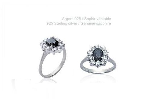 Bague En Argent 925 Rhodié Avec émeraude Cz Princesse Marquise - Taille 58 - Dolly-Bijoux