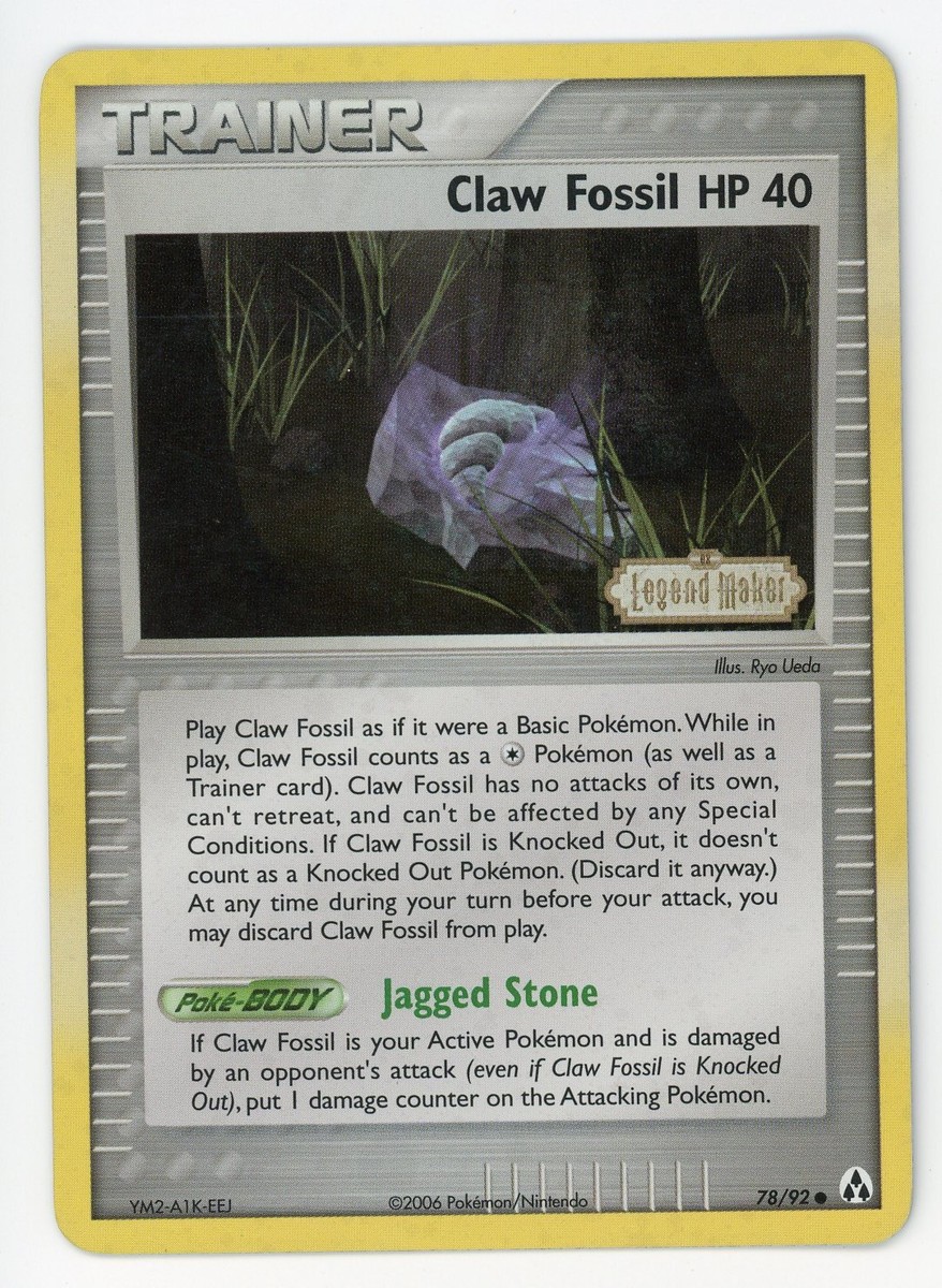 Pokemon Card Claw Fossil HP 40 78/92 Reverse Holo Foil EX Legend Maker EX | eBay Pokemon Card Claw Fossil HP 40 78/92 Reverse Holo Foil EX Legend Maker EX | eBay