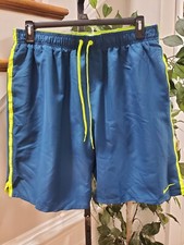 Nike Men's Blue 100 Polyester Pull On Swim Trunk Logo Print Shorts Size 2XLT