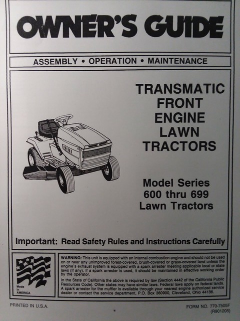 Mtd 600 699 Transmatic Lawn Tractor Owner Parts 2 Manual S Riding Mower Ebay