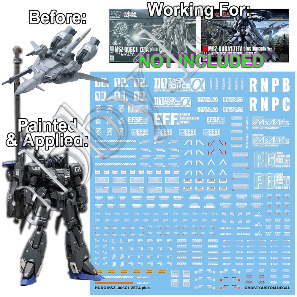 for HG 1/144 MSZ-006A1 Zeta Plus Unicorn Premium C1 Water UV