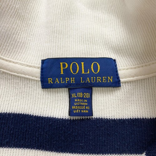 Polo Ralph Lauren Women Sweatshirt Sz XL 18-20 White Navy Knit 1/4 Zip Logo - Picture 6 of 9