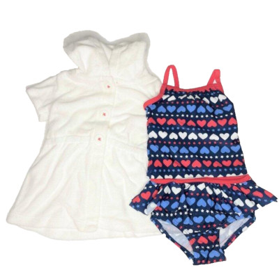 CARTER'S Baby Girl 6M Americana Heart Print Tankini & Cover-up Set NWT