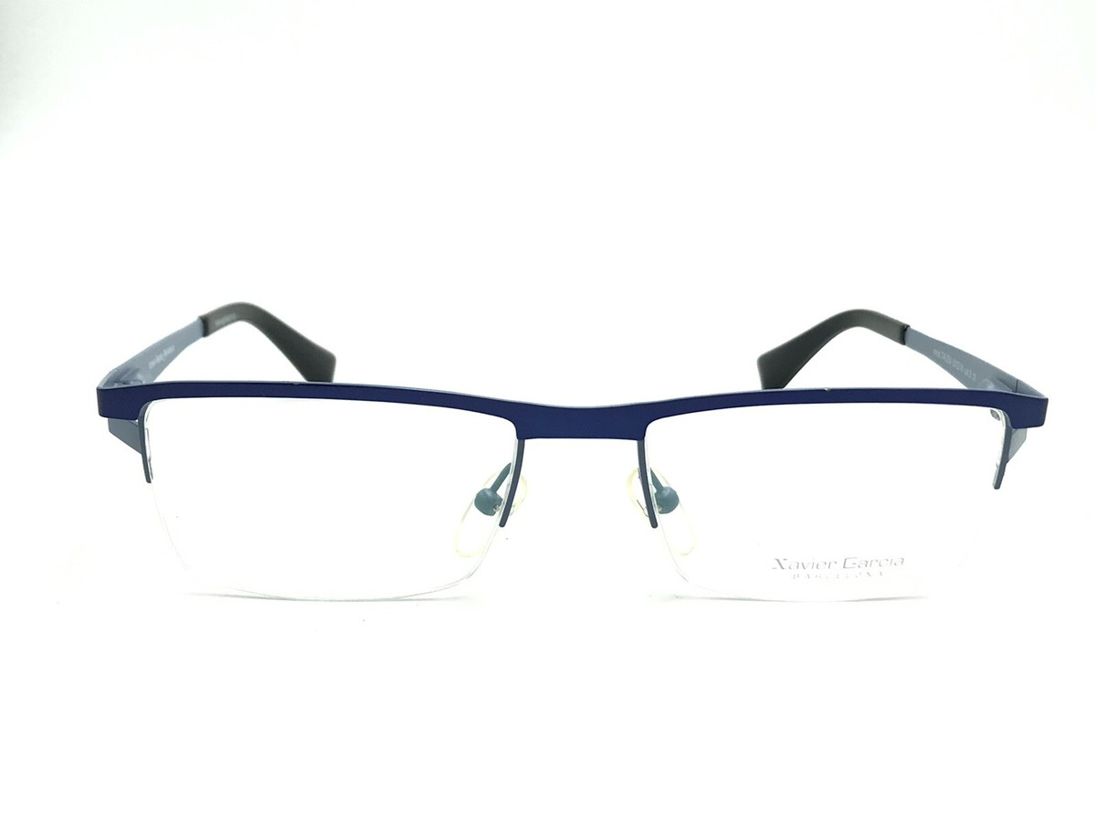 Xavier Garcia Barcelona TALES Blue Half Rimless Metal Eyeglasses