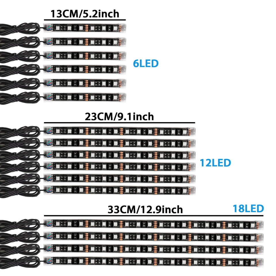 Kit de control remoto de tira de neón con luz LED para motocicleta Bluetooth RGB de 16 piezas Foto 4 de 4