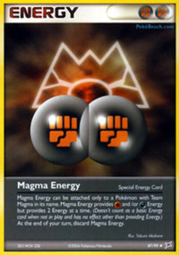 Heavily Played, English - 1 x Pokemon Magma Energy - 87/95 - Uncommon EX Team Ma