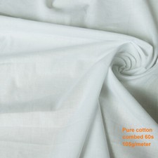 58'' Wide By Yard Pure White Cotton Lining Combed 60s Thin Cotton Gauze Fabric