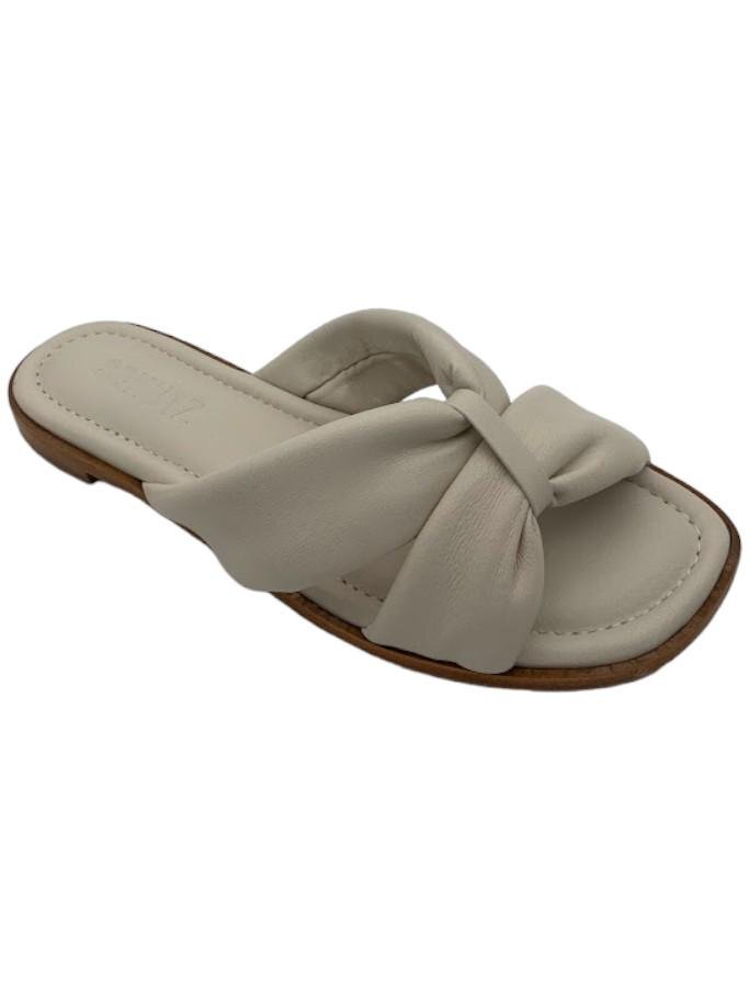 Schutz Puffy Leather Slide Sandals Fairy Pearl