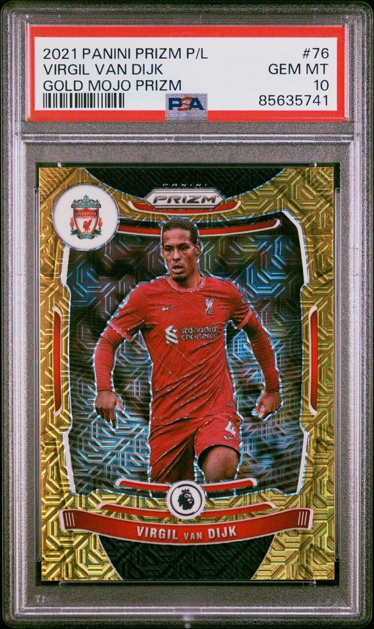 PSA 10 2021-22 Panini Prizm EPL Virgil Van Dyjk Liverpool #76 Gold Mojo /10