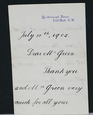 RARE! 1905 Prince Albert , King George  VI, Signed Hand Written Letterhead 