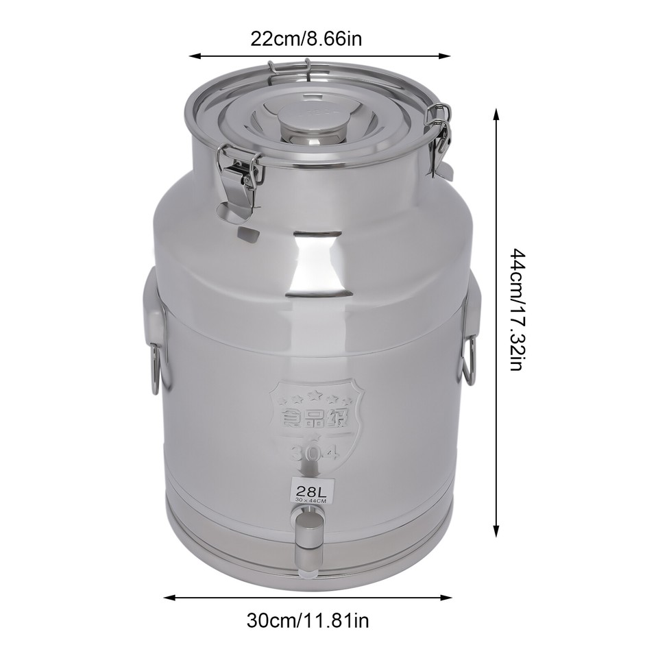 28L Stainless Steel Milk Can Wine Beer Whiskey Storage Barrel Oil Tank