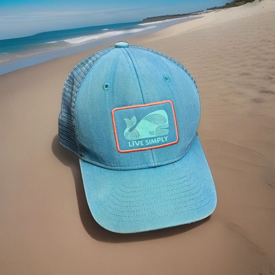 EUC RARE Vintage Patagonia WHALE Patch Live Simply Trucker Mesh Snapback Hat Cap - Image 3 of 4