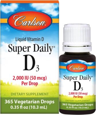Carlson-Super Daily D3, Vitamin D Drops, 2,000 IU per Drop, Unflavored 365 Drops
