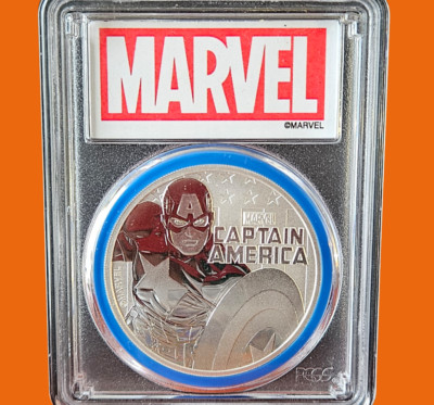 Rare 2019 Tuvalu Cap America $1 MS70 - Mint 1oz .9999 Silver Coin