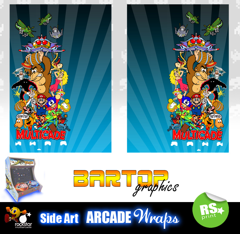 Multicade Blue Arcade Side Artwork Stickers Graphics / Laminated All ...
