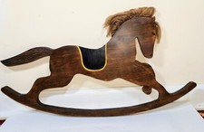 VINTAGE 1988 WOOD HANGING ROCKING HORSE Handcrafted 22",Long -W/ Signature