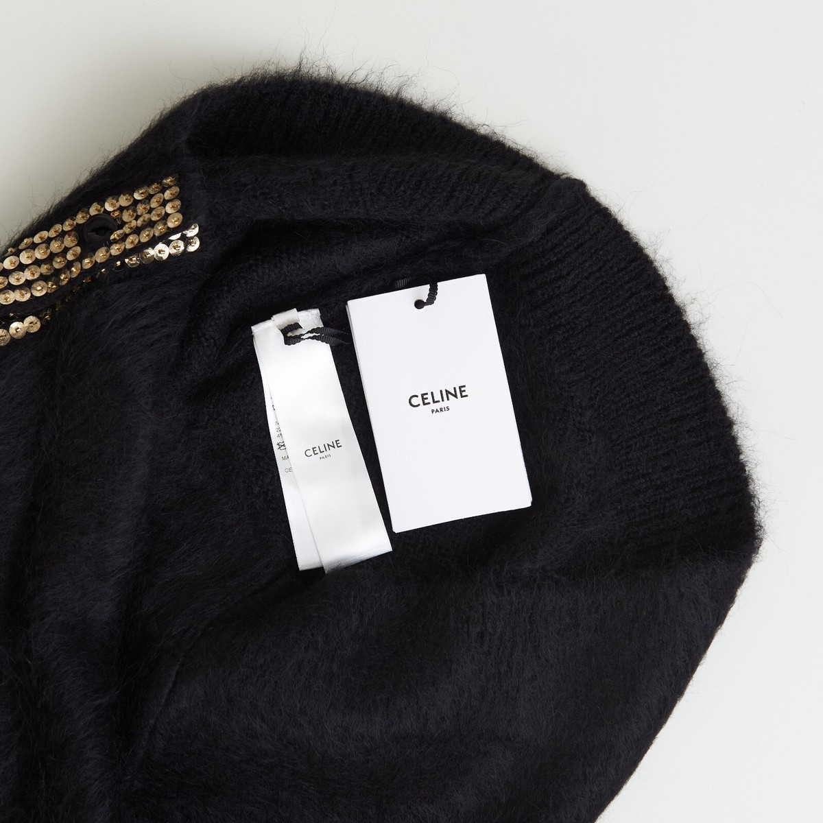 CELINE 4350$ Black Cardigan - Sequin Tiger Embroidery CELINE 4350$ Black Cardigan - Sequin Tiger Embroidery