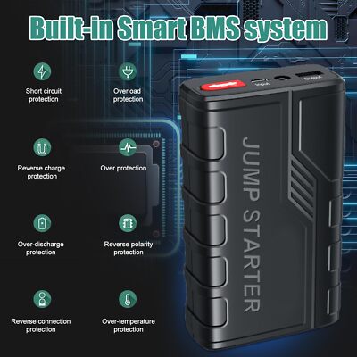 Booster Batterie Portable - 1500A - Démarreur 12V - 3 Modes LED - Universel - Noir - Auto