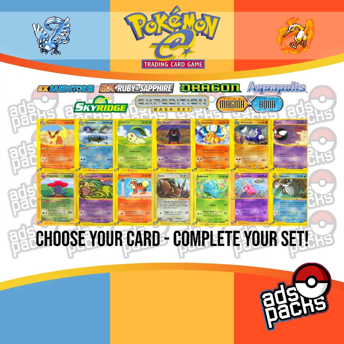 Pokémon e-Reader Cards - Expedition, Skyridge, Aquapolis & MORE