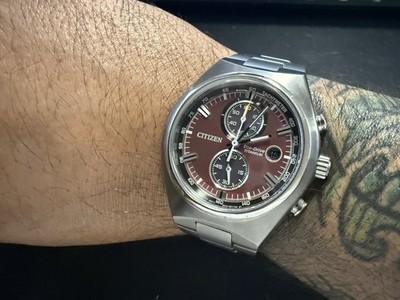 Citizen Super Titanium Chronograph Eco-Drive Red Dial Men's Watch CA7090-87X JP