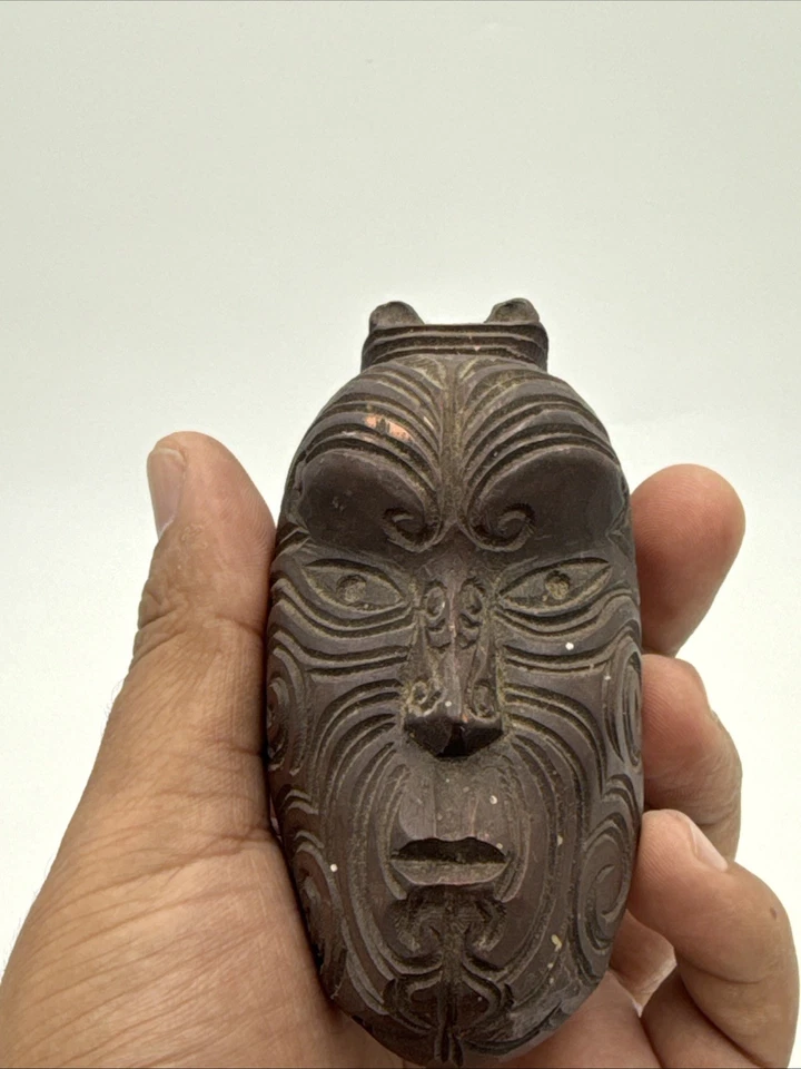 DE COLECCIÓN BENJES IND LTD FIGURA MASCULINA MAORÍ CABEZA MADERA 1973 RARA 4" Foto 4 de 4