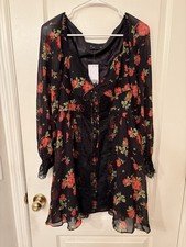 Asos design eyelash lace insert skater mini dress in rose floral. SIZE 6