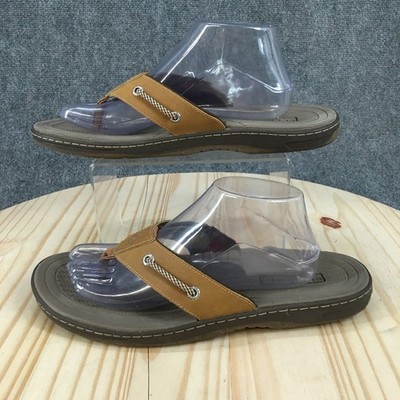 Sperry Top Sider Baitfish Sandals Mens 10 Flip Flop Toe-Post Casual Flats Brown