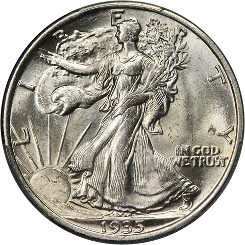 1935-P Walking Liberty Half PCGS MS65 Blast White Gem Superb Eye Appeal