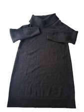 Lands End cotton Wool blend Turtleneck Sweater Dress black Women's M petite