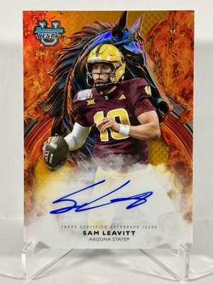 #ad #ad Sam Leavitt 2025 Bowman Best Workhorse Gold Refractor ON CARD Auto 50 RC ASU QB $125.00