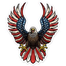 USA American Flag Eagle - Vinyl Decal Sticker - Car Window Laptop - ebn9898