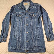 VTG 80s 90s Levi's Denim Jacket 70360 Size 40 Longline Trucker Coat USA Made