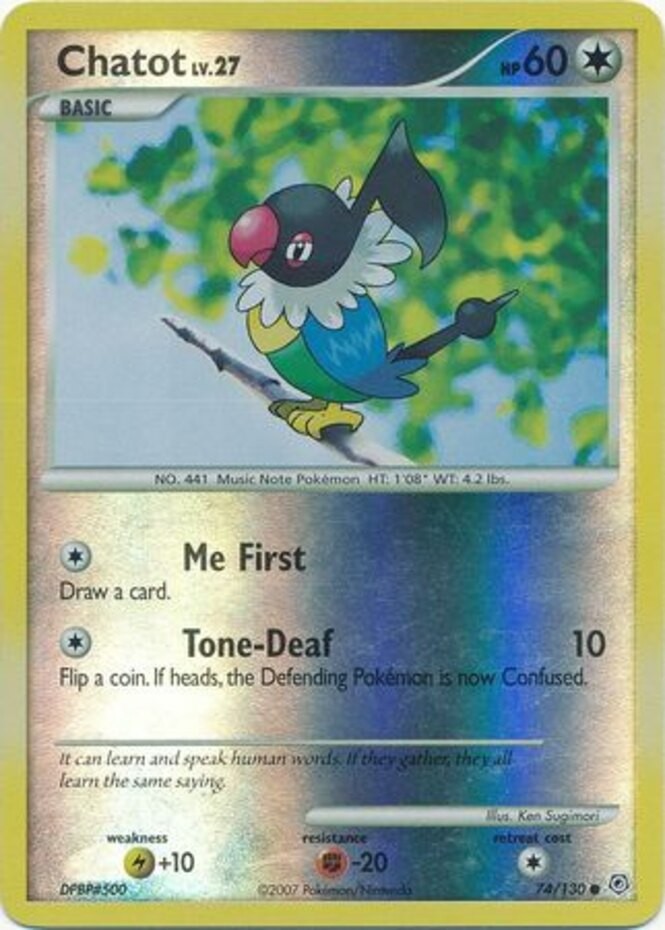 Chatot - 74/130 - Common - Reverse Holo Lightly Played Diamond and Pearl