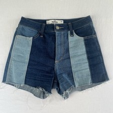 Hollister Woman  s Curvy Ultra High-Rise Jean Shorts 3  Size W26 Patchwork Denim