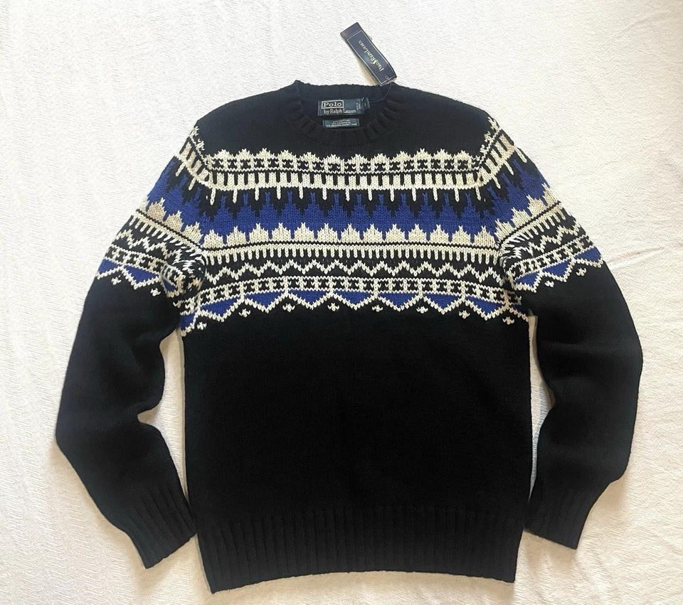 Para Hombres S Polo Ralph Lauren Fair Isle Suéter Algodón Cachemira Navidad Nuevo con Etiquetas $265 Foto 2 de 4