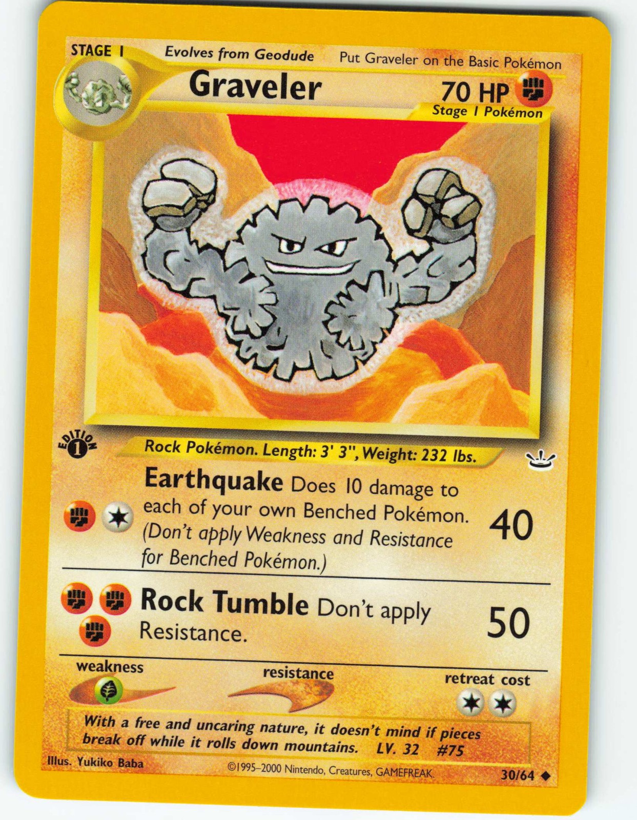 Graveler - 1st Edition - 30/64 Neo Revelation - Pokémon TCG - 2001