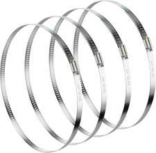 8 Inch Hose Clamp Adjustable 304 Stainless Steel Duct Clamp 4 Pack Worm Gear Cla