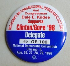 Bill Clinton 1996 Michigan campaign pin button political