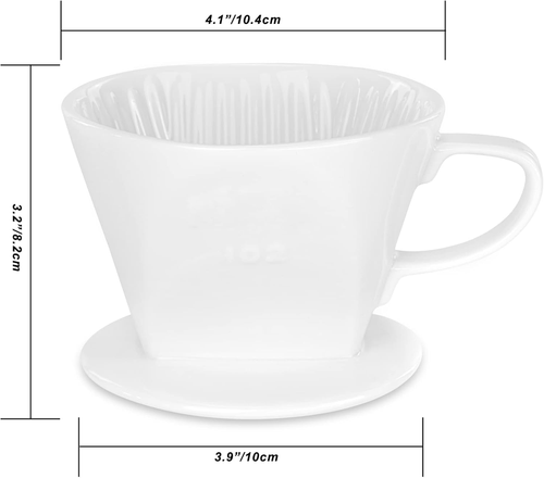 Pour over Ceramic - Gocciolatore per caffè in ceramica con fondo piatto 3 fori - Foto 5 di 12