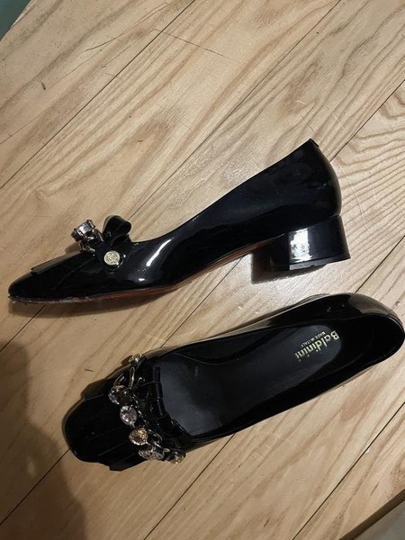 Women Baldinini Heels Black Leather 38.5