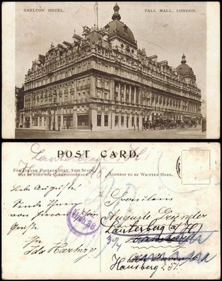 Postcard London CARLTON HOTEL, PALL MALL, LONDON 1910