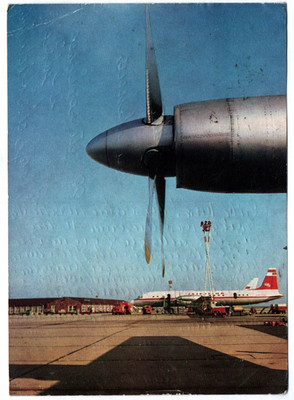 Photo postcard Turboprop IL 18 Interflug Berlin Köpenick 1969